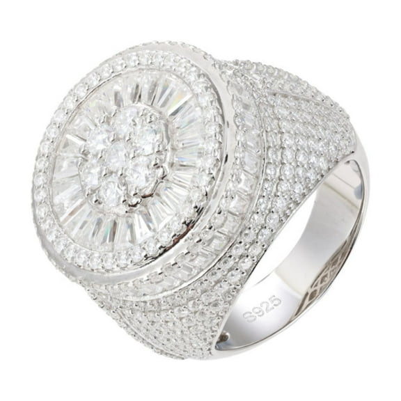 Moissanite Rings for Men D Color VVS1 Clarity Diamond Ring Men Wedding Band 18K White Gold Plated 925 Sterling Silver Promise Rings for Him Size 7-11