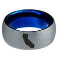 thumbnail image 2 of Tungsten California The Golden State Band Ring 8mm Men Women Comfort Fit Blue Dome Brushed Gray Polished, 2 of 4