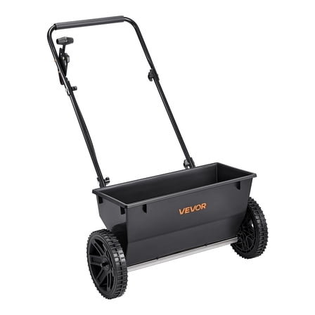 VEVOR Walk-Behind Push Spreader, 50LBS Capacity, Drop Spreader with Hopper Grate, 18 in Spreading Width & 30 Settings, 10 in All Terrain Tires, Garden & Lawn Spreaders for Seed, Fertilizer, Salt