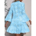 thumbnail image 6 of Women'S 2025 Lace Eyelet Embroidery Dress V-Neck Trumpet Sleeve Boho Flowy Swing Dress Blue XXL, 6 of 7