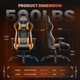 thumbnail image 3 of JONPONY Big and Tall 500LBS Gaming Chair, Ergonomic Design, Gamer Chair PU Leather with Footrest and Lumbar Support, High Back Office Chair Support 8 Hours Long Sitting, Computer Chair,Orange, 3 of 10
