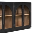 thumbnail image 5 of LiviNest Arched Sideboard Buffet Cabinet: 4-Door Glass Storage with Adjustable Shelves - 275 LBS Load-Bearing for Dining Room & Living Room - Retro Style Black Wooden Furniture, 5 of 6
