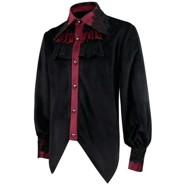 Fankiway Long Sleeve Shirts for Men Men S Pleated Shirt Medieval