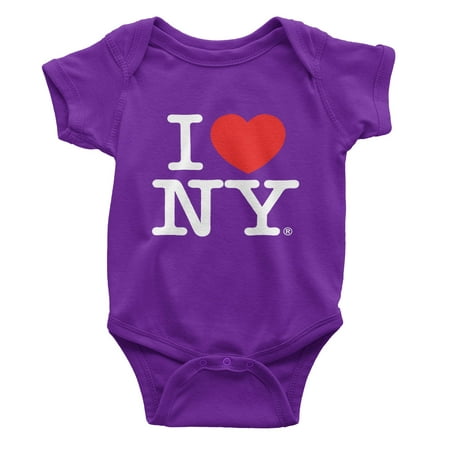 I Love NY New York Baby Infant Screen Printed Heart Bodysuit Purple ...