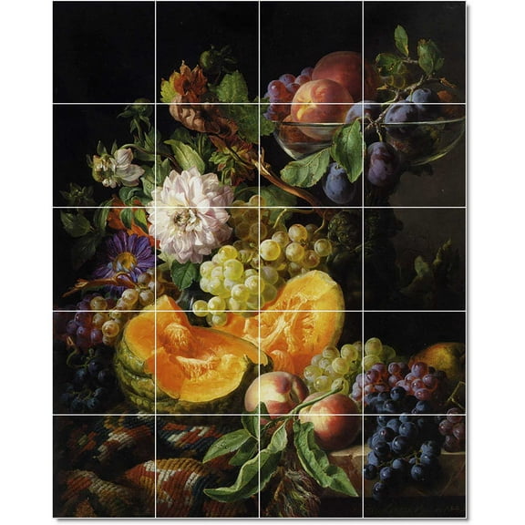 Ceramic Tile Mural-Josef Lauer Flowers Tile Mural House Renovations Idea. 17" w x 21.25" h using (20) 4.25 x 4.25 ceramic tiles