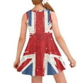 thumbnail image 2 of Suhoaziia British Flag Skater Dress Toddler Girl Ruffle Pleated Swing Twirl Skater Dress Size 9-10 Years Swing Party Dress for Photograph Church Outdoor Activities, 2 of 6
