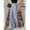 Blue and White-L, variant on Women Blue And White Stripe Cotton Wide Leg Pants High Waist Side Slit