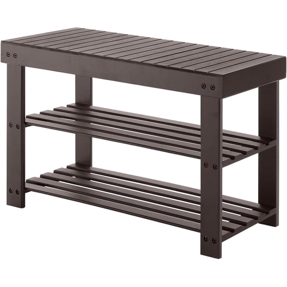 Bamboo Shoe Bench with Storage Shelf - Entryway Organizer with 286 lbs Weight Capacity, Chestnut