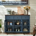 thumbnail image 5 of Joaxswe Farmhouse Sideboard Buffet with Pattern Glass Doors, Accent Cabinet Console Table TV Stand, Blue, 5 of 8