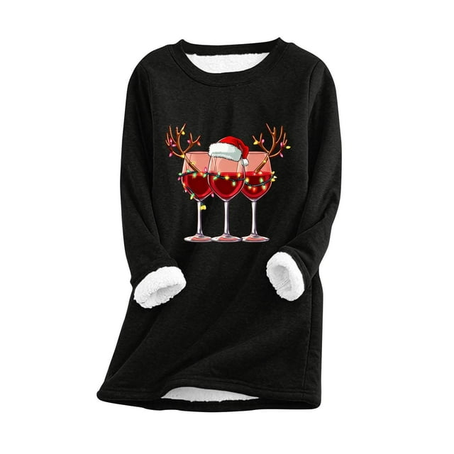 Womens Long Underwear, Sweatshirt with Printed Design for Winter
