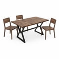 thumbnail image 1 of Industrial Farmhouse Dining Table for 6-8 – Distressed Rustic Wood Top – Black Metal Geometric Legs – Space-Saving Rectangular Table for Kitchen or Dining Room – Black Iron + Vintage Color, 1 of 7