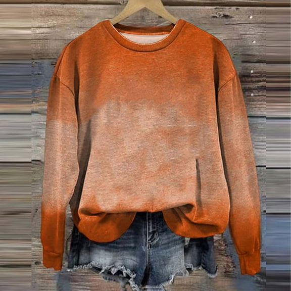 Royisotas Long Sleeve Plus Size Sweatshirts for Women Tie Dye Fall and Winter Pullover Loose Fit Crew Neck Casual Vintage No Hood Shirts