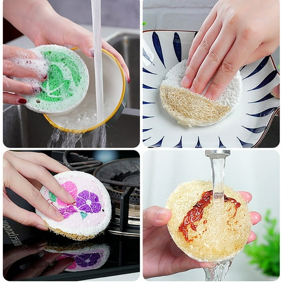 Clearance Kitchen Sponges Non Scratch Kitchen Cleaning Sponge Scouring Pad For Dishes Cleaning Wooden Pulp Cleaning Dish Sponge Scrub Sponges (1.2cm)