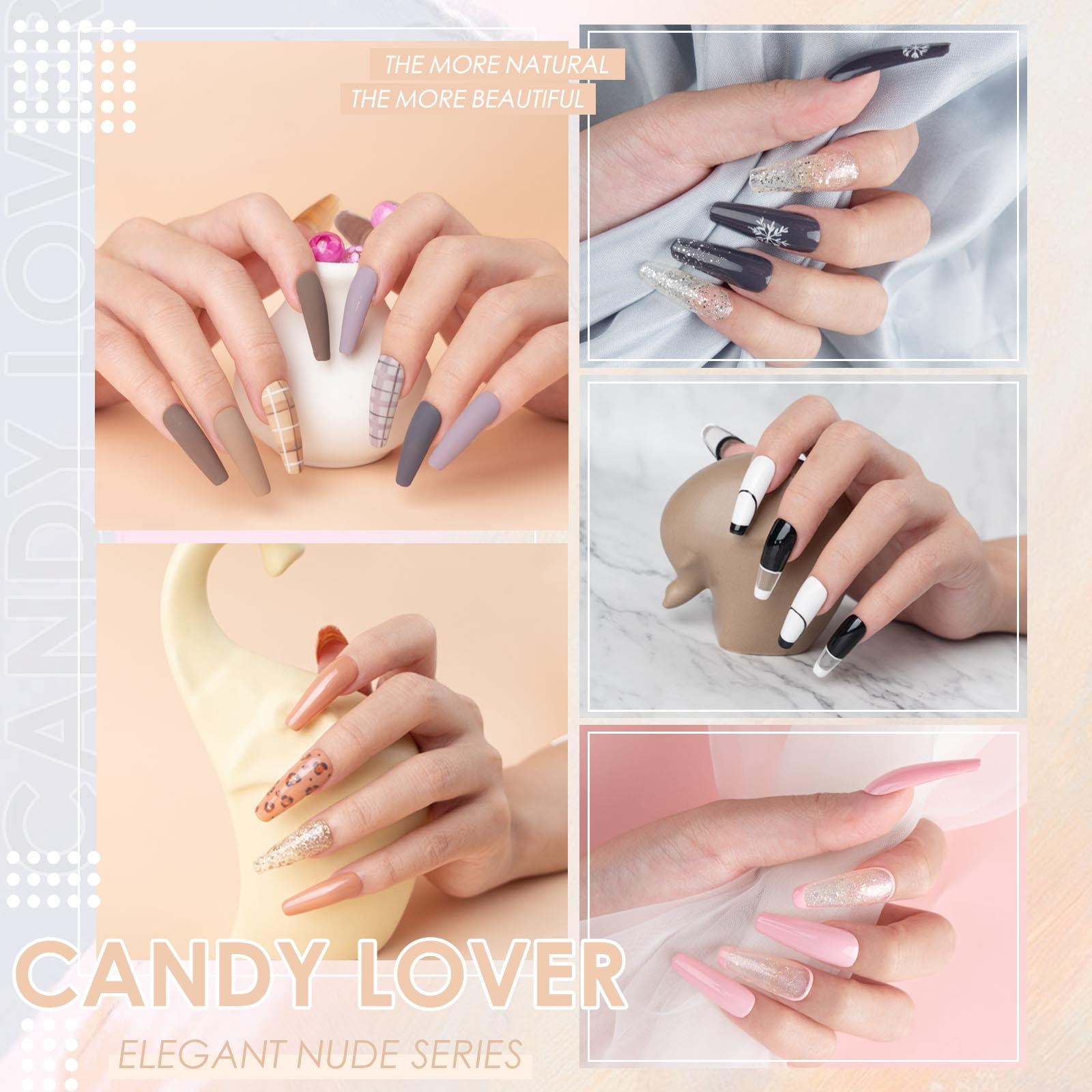 Candy Lover Gel Nail Polish Kit, 22 Colors Nudes Brown UV Gel Polish with Top Coat Base Coat Matte Coat, Gel Nail Polish Set Gift for Girls Women DIY Manicure