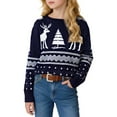 thumbnail image 4 of Bainana Christmas Boys Girls Sweater Toddler Reindeer Print Long Sleeve Crew Neck Tops Soft Leisure Autumn Kids Pullover Sweatshirt Navy Size 4-5 Years, 4 of 4