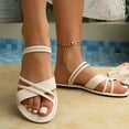 thumbnail image 5 of Samdudou Summer Sandals for Women Open Toe Flat Slip On Shoes Casual Criss Cross Strappy Design Minimalist Lightweight Beach Vacation Everyday Outdoor Footwear, 5 of 9