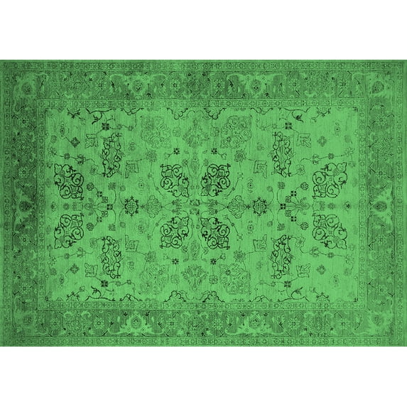 Ahgly Company Indoor Rectangle Oriental Emerald Green Traditional Area Rugs, 4' x 6'
