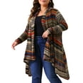 thumbnail image 2 of DARING DIVA Plus Size Long Sleeve Open Front Knit Stripe Cardigan 2X Beige, 2 of 6