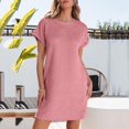 thumbnail image 5 of Summer Dresses for Women Casual Short Sleeve Crew Neck Sundresses Loose Mini Dress, M, 5 of 5