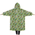 thumbnail image 2 of Oversized Wearable Blanket Hoodie,Green Bigfoot and Tree Pattern Sherpa Blanket Hoodie with Super Pockets,Super Warm Fuzzy Pullover for Women & Men, 2 of 6