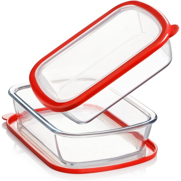 1.3QT Rectangle Small Glass Baking Dish with Lid Set of 2, 2 Pack Glass Pan for Cooking, Small Baking Dish for Oven