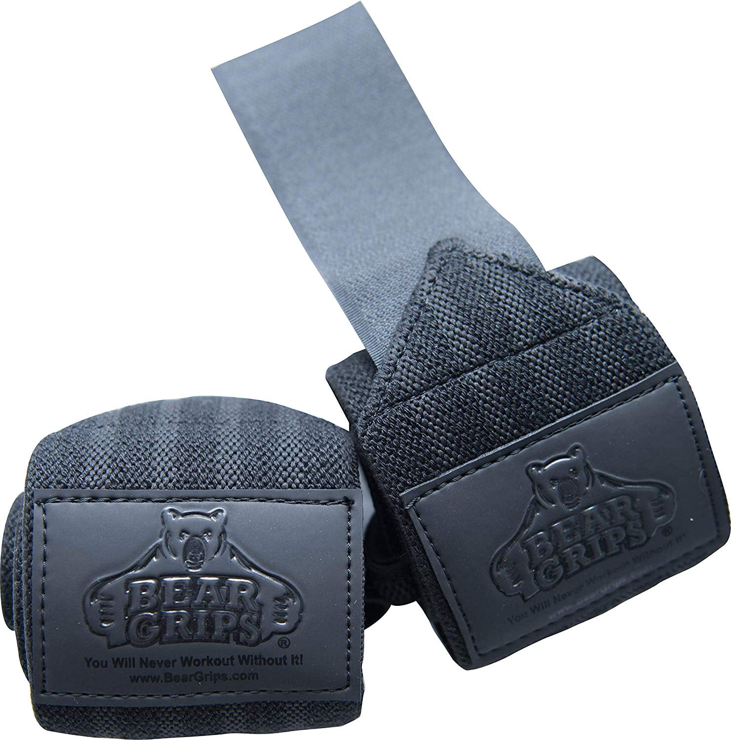 Bear Grips Gray Series, White Series wrist-wraps, extra-strength wrist support, wrist brace for workouts (Colors: Black on Black, Sizes: 12', Sold in pairs, two wrist straps per pack)