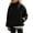 Black, variant on Women's Half High Collar Diagonal Zip Windbreaker Jackets Elastic Cuff and Hem Oversized Loose Short Casual Outer Coat