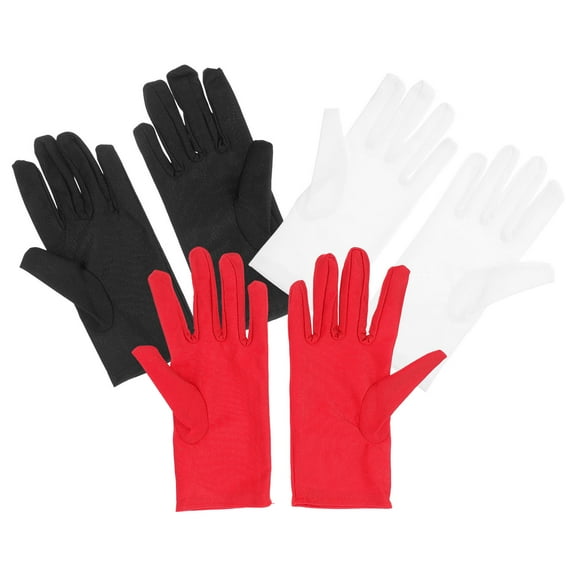 BESTOYARD Jewellery Gloves Spandex Red 3 Pairs