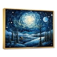 thumbnail image 2 of Designart "Christmas Winter Wonderland Night Landscape" Landscapes Framed Wall Art - Traditional Blue Winter Landscape Bedroom Framed Canvas Wall Art, 2 of 6