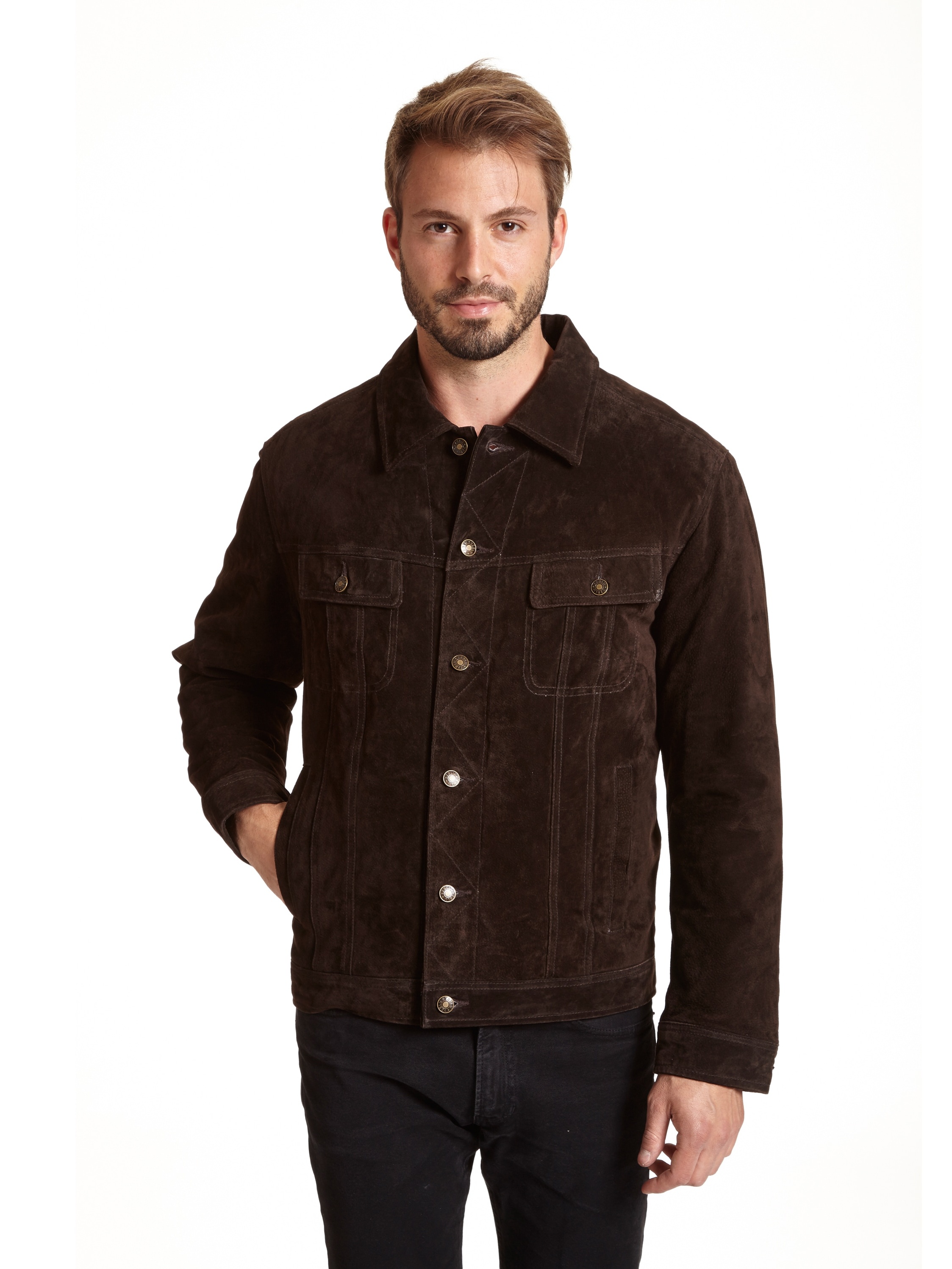 EXcelled Men's Big and Tall Suede Shirt Collar Jacket - Walmart.com