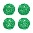 thumbnail image 1 of Unique Bargains 4 Pcs Wicker Rattan Balls 3.9 Inch Rattan Decorative Balls for Vase Fillers Craft Home Decor Deep Green, 1 of 5