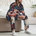 thumbnail image 7 of Naloa Colorful Flower Peacock Men’s Pajamas Set - Long Sleeve Button Down Sleep Shirt and Pajama Bottoms Sleepwear Set-Medium, 7 of 7