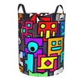 thumbnail image 2 of Geometry Dash Large Laundry Hamper Collapsible Laundry Basket With Handles, Tall Storage Basket For Blanket, Toys, Dirty Clothes In Living Room, Bedroom, Bathroom, Nursery, 2 of 7