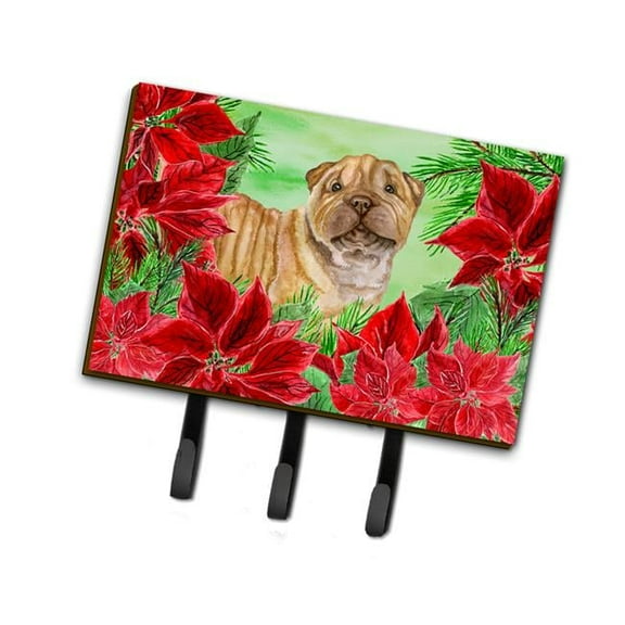 Shar Pei Puppy Poinsettas Leash or Key Holder