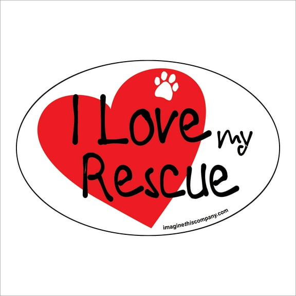 I Heart My Rescue Oval Magnet