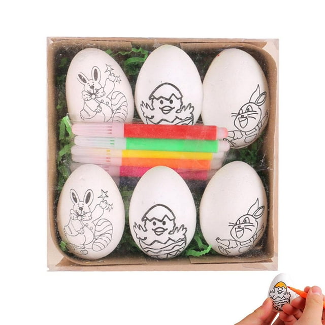 Foam Craft Eggs, 1.77 Inch Height, Pre-Drawn Outlines for Easy Designing, All-Inclusive DIY Decorating Kit, Great for Festive Gatherings and Personalized Gifts