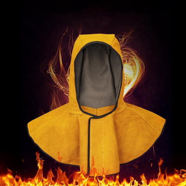 Capucha de soldadura a prueba de polvo Protección para cabeza y el cuello Equipo del casco Aismiento térmico escaldaduras Capucha de material cuero CUTICAT Capucha de soldadura con chal