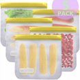 thumbnail image 1 of YOPTOP Reusable Storage Bags, 5 Pack Reusable Gallon Freezer Bags, Extra Thick Leakproof Silicone and Plastic Free for Marinate Meats, Cereal, Sandwich, Snack, Travel Items, Home Organization, 1 of 7