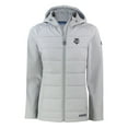 thumbnail image 2 of Women's Cutter & Buck  Gray Minnesota Twins Evoke Hybrid Eco Softshell Recycled Full-Zip Hooded Jacket, 2 of 3
