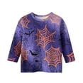 thumbnail image 5 of Abcomgle Girls Halloween Shirts Size 14 Spooky Bat Spider Graphic Tshirts for Kids Crewneck 3/4 Sleeve Shirts for Kids Fall Funny Holiday Tee Top Girls,9-10 Years, 5 of 5