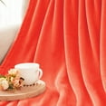 thumbnail image 4 of Exclusivo Mezcla King Size Flannel Fleece Velvet Plush Bed Blanket as Bedspread, Coverlet, Bed Cover (90"x104", Coral Orange), 4 of 10