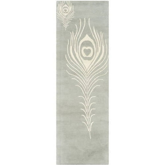 SAFAVIEH Soho Jarvis Peacock Feather Wool Runner Rug, Grey/Ivory, 2'6" x 12'