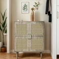 thumbnail image 6 of Oufan Rattan Buffet 4 Door Cabinet with Eight Storage Spaces, Sideboard Storage Cabinet with Pine Legs, Accent Wood Cabinet for Entryway, Living Room, Hallway, Gray, 6 of 9