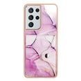thumbnail image 2 of For Samsung Galaxy S21 Ultra Marble Patterned Case with Card Holder, Back Folio Kickstand PU Leather + Soft Crystal Bumper Edge, Magnetic Clasp Back Cover For Samsung Galaxy S21 Ultra,Darkpurple, 2 of 6
