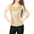 thumbnail image 3 of Día de San Patricio Camiseta Sin Mangas Con Cuello En U, Elástico, Ajustado, Brillante Y Metálico Brillante Para Mujer Oro L, 3 of 6