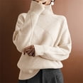 thumbnail image 3 of Gkeoshab Sweatshirt Women's High Neck Knit Pullover Sweater - Oversized Soft Long Sleeve Top for Cozy Winter Fashion and Layering Beige XL, 3 of 6
