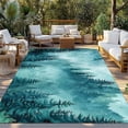 thumbnail image 2 of Teal Mountain Outdoor Rug 3x5 Ft - Reversible Patio Rug Outdoor Camping Rugs, Misty Forest Nature Woodland Pine Tree Landscape Indoor Outdoor Area Rugs, Non-Slip Outdoor Carpet Runner for Deck/Porch, 2 of 8