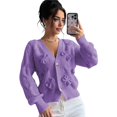 thumbnail image 6 of Women's Bowknot Chunky Knit Cardigan Sweaters Open Front Cozy Long Sleeve Button Up Cardigan for Winter M, 6 of 10