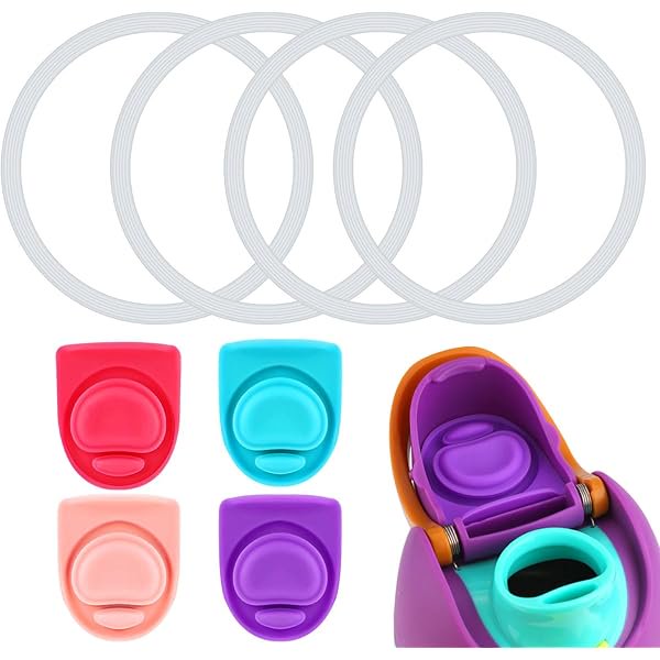 wonima44 4pcs Water Bottle Seal Circle & 4pcs Replacement Stopper, Silicone O Circle Lid Gasket Parts for Owala Free Sip 19oz 24oz 32oz 40oz, Cap Mouth Plug Gasket Accessories, BPA-Free