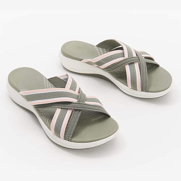 Última actualización, sandalias de mujer con corrección cruzada elástica, zapatillas de verano Wmkox8yii ytu6353
